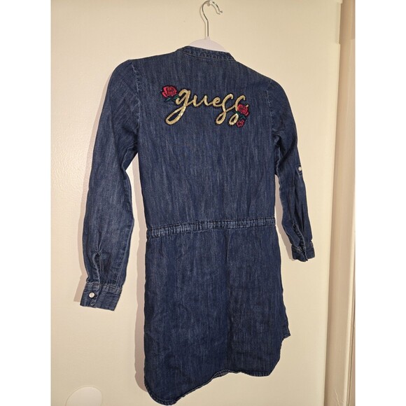 GUESS Girls' Big Roll Sleeve Denim Dress Size 12 - Picture 2 of 5